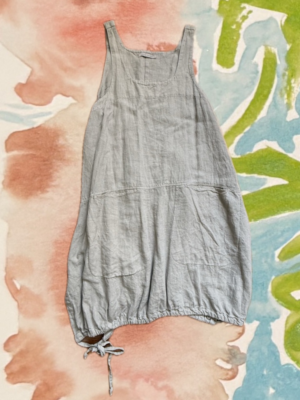 Cut Loose Linen Blend Drawstring Hem Ballon Style Dress